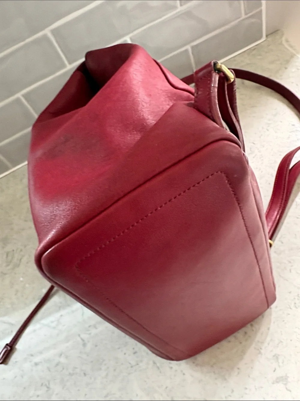 Y2K Coach Legacy West Hampton daypack backpack 9827 Red glove leather